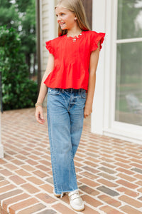 Girls: Sweet Daydream Red Pleated Tee