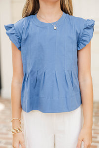 Girls: Sweet Daydream Navy Pleated Tee