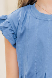 Girls: Sweet Daydream Navy Pleated Tee