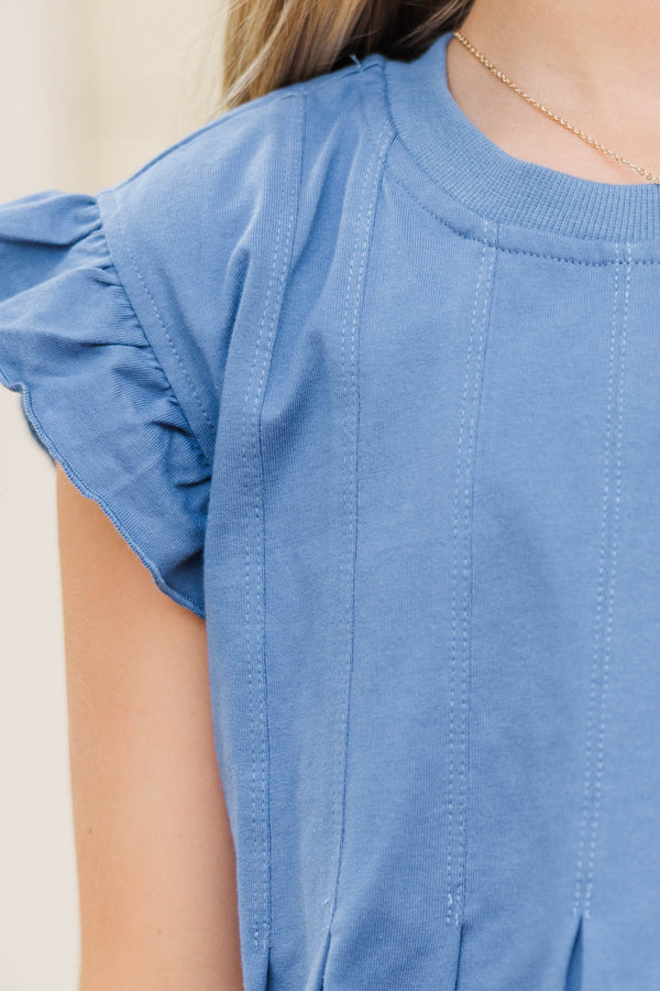 Girls: Sweet Daydream Navy Pleated Tee