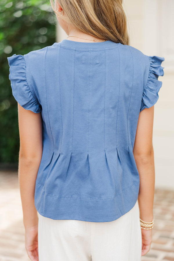 Girls: Sweet Daydream Navy Pleated Tee