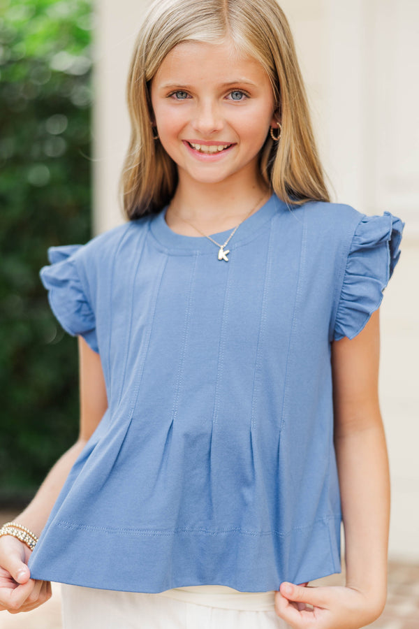 Girls: Sweet Daydream Navy Pleated Tee