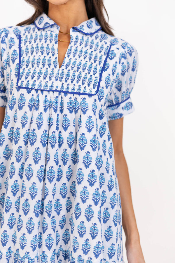 Lucky To Be Here Blue Medallion Midi Dress