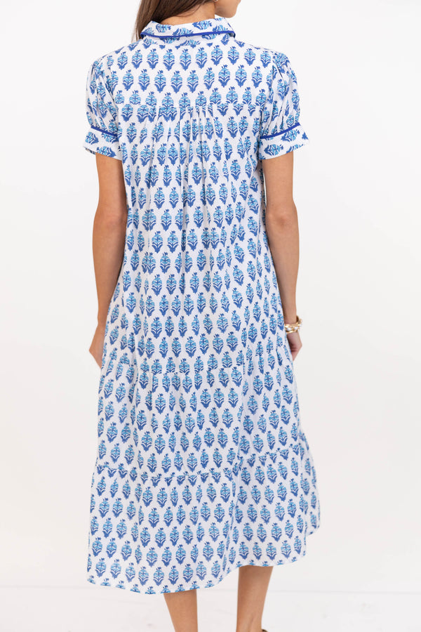 Lucky To Be Here Blue Medallion Midi Dress