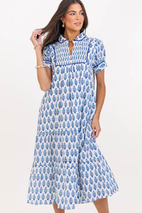 Lucky To Be Here Blue Medallion Midi Dress