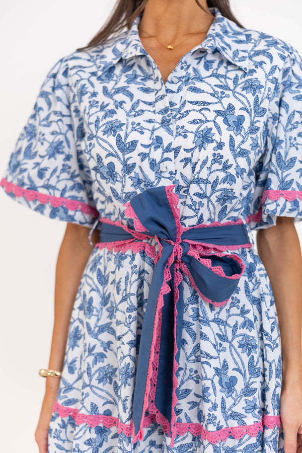 Count Me In Blue Floral Midi Dress