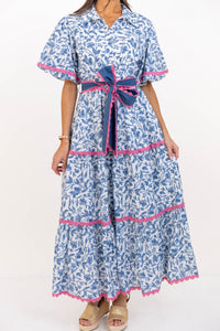 Count Me In Blue Floral Midi Dress