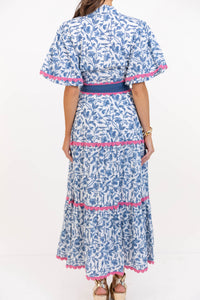 Count Me In Blue Floral Midi Dress