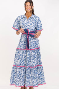 Count Me In Blue Floral Midi Dress