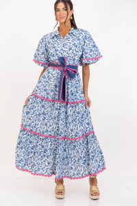 Count Me In Blue Floral Midi Dress