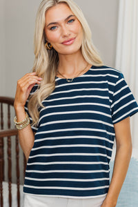 NURSING COLLECTION: Lucky You Navy Striped Tee