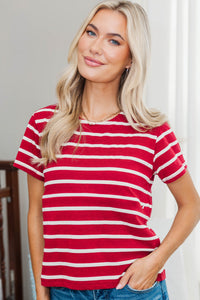 NURSING COLLECTION: Lucky You Red Striped Tee