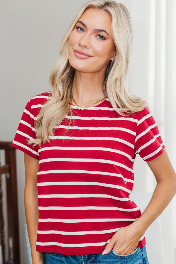 NURSING COLLECTION: Lucky You Red Striped Tee