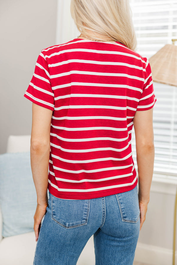 NURSING COLLECTION: Lucky You Red Striped Tee