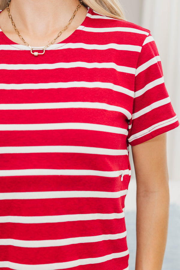 NURSING COLLECTION: Lucky You Red Striped Tee