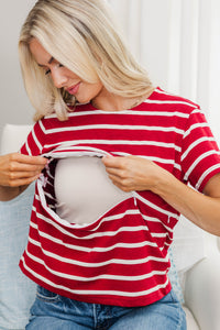 NURSING COLLECTION: Lucky You Red Striped Tee