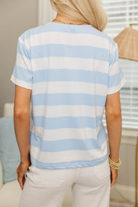 NURSING COLLECTION: Lucky You Light Blue/White Striped Tee