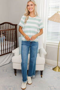 NURSING COLLECTION: Lucky You Sage Striped Tee