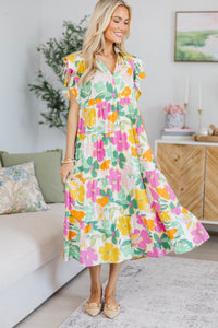 NURSING COLLECTION: Look You Up Pink Floral Midi Dress