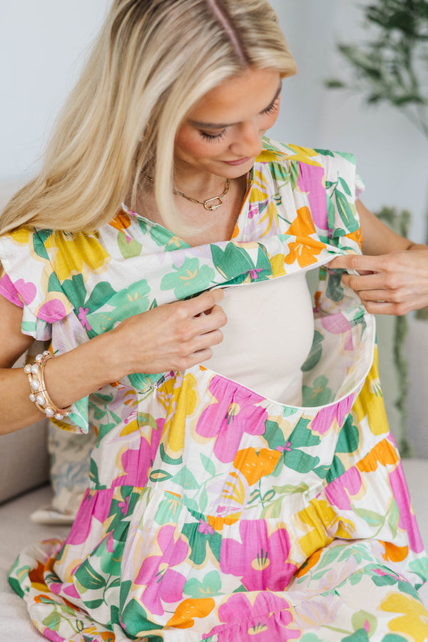 NURSING COLLECTION: Look You Up Pink Floral Midi Dress
