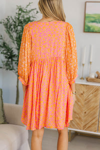 NURSING COLLECTION: Through The Years Orange Ditsy Floral Babydoll Dress