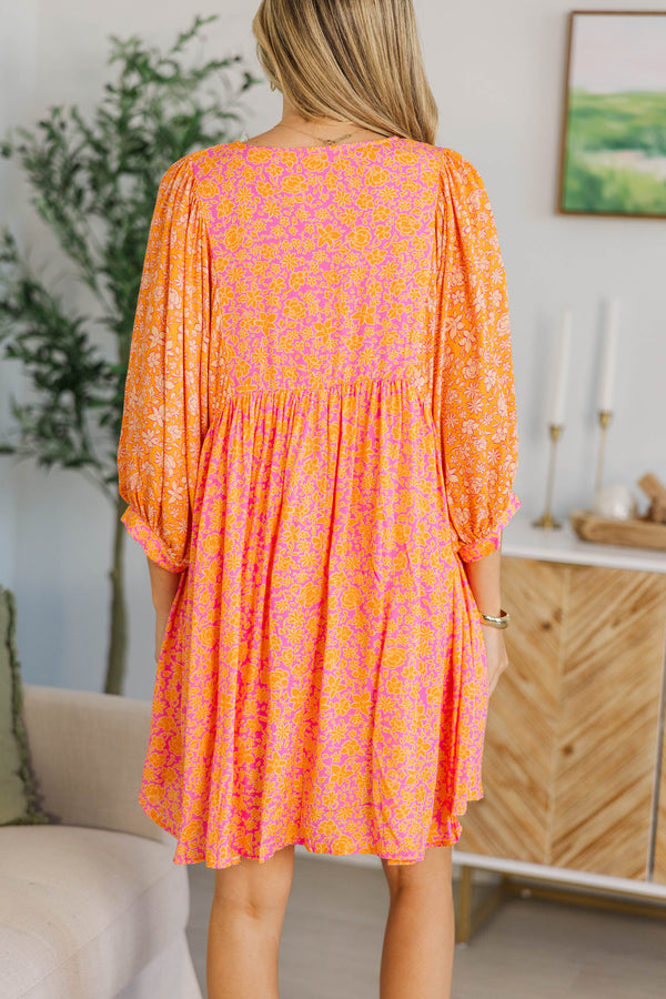 NURSING COLLECTION: Through The Years Orange Ditsy Floral Babydoll Dress