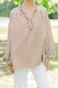 The Editors Pick Brown Embroidered Blouse