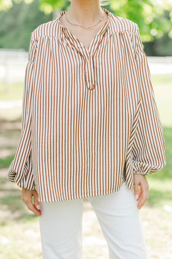 The Editors Pick Brown Embroidered Blouse