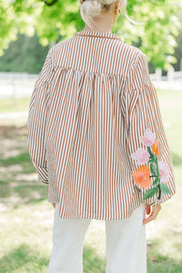 The Editors Pick Brown Embroidered Blouse