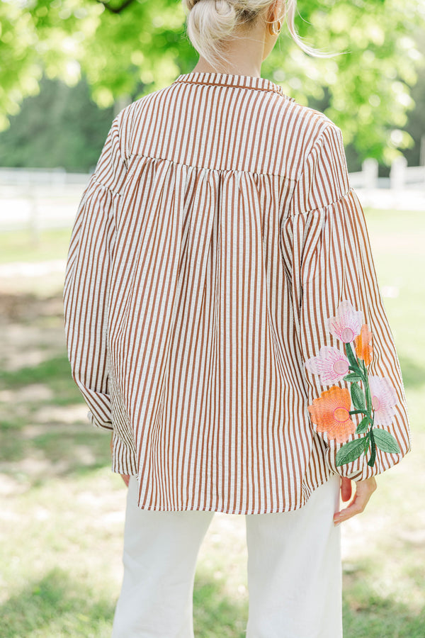The Editors Pick Brown Embroidered Blouse