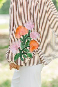 The Editors Pick Brown Embroidered Blouse