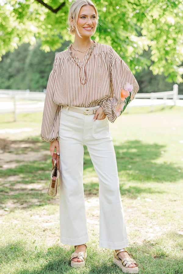 The Editors Pick Brown Embroidered Blouse
