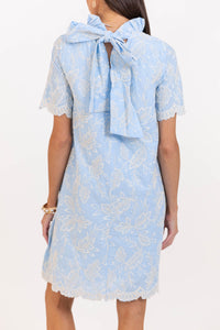 The Grand Light Blue Embroidered Swing Dress