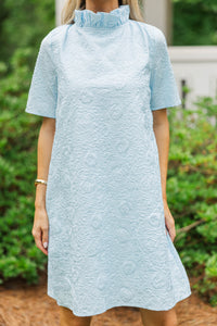 The Grand Light Blue Textured Swing Dress
