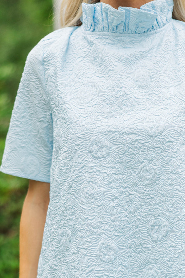 The Grand Light Blue Textured Swing Dress