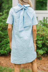 The Grand Light Blue Textured Swing Dress