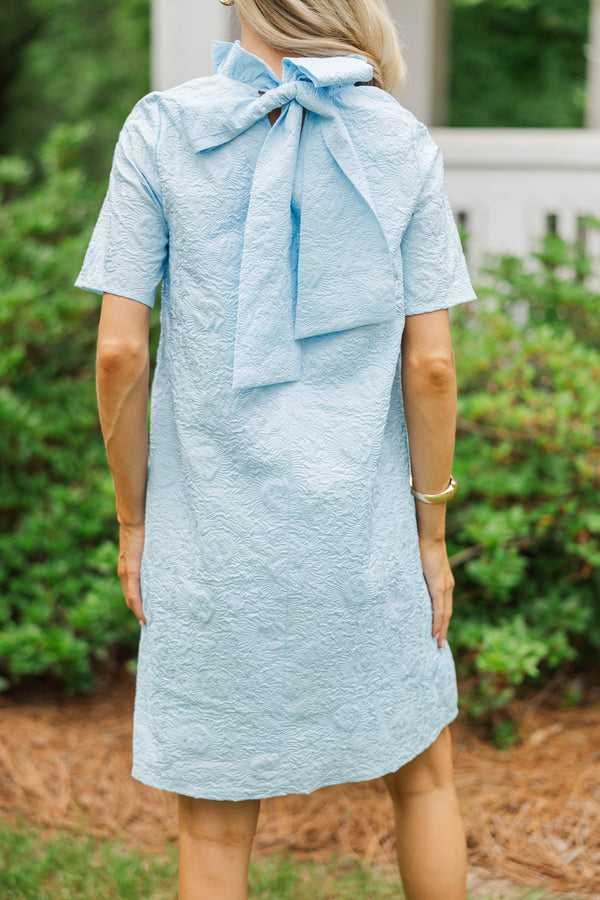 The Grand Light Blue Textured Swing Dress