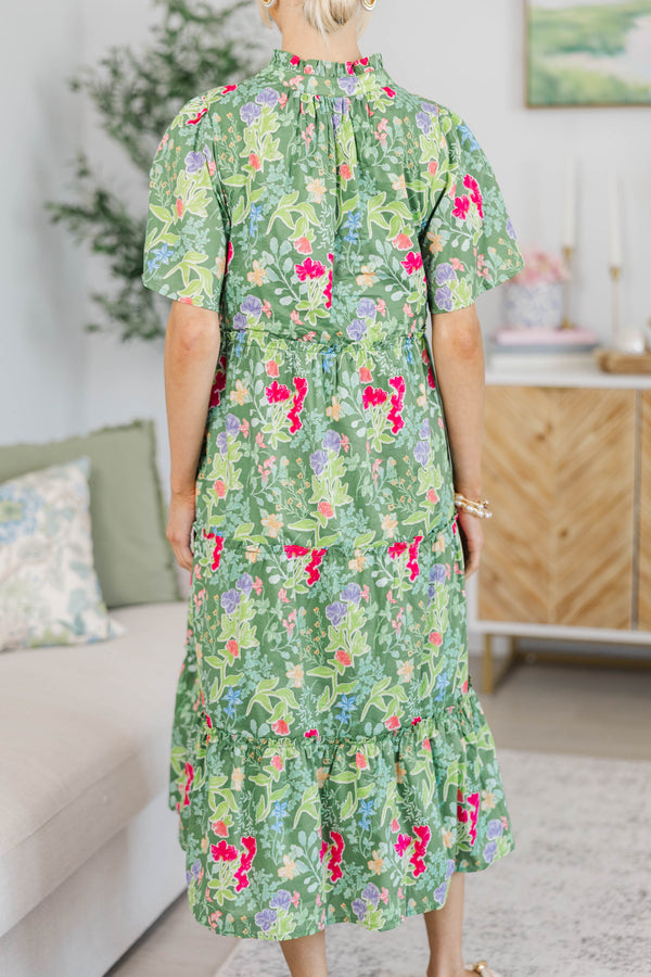 NURSING COLLECTION: Feeling Your Best Green Floral Midi Dress