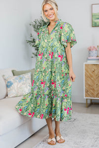 NURSING COLLECTION: Feeling Your Best Green Floral Midi Dress