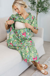 NURSING COLLECTION: Feeling Your Best Green Floral Midi Dress
