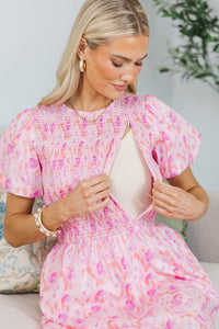 NURSING COLLECTION: All Good Here Pink Watercolor Dress
