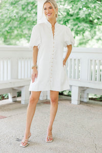 Chic Influence White Brocade Dress