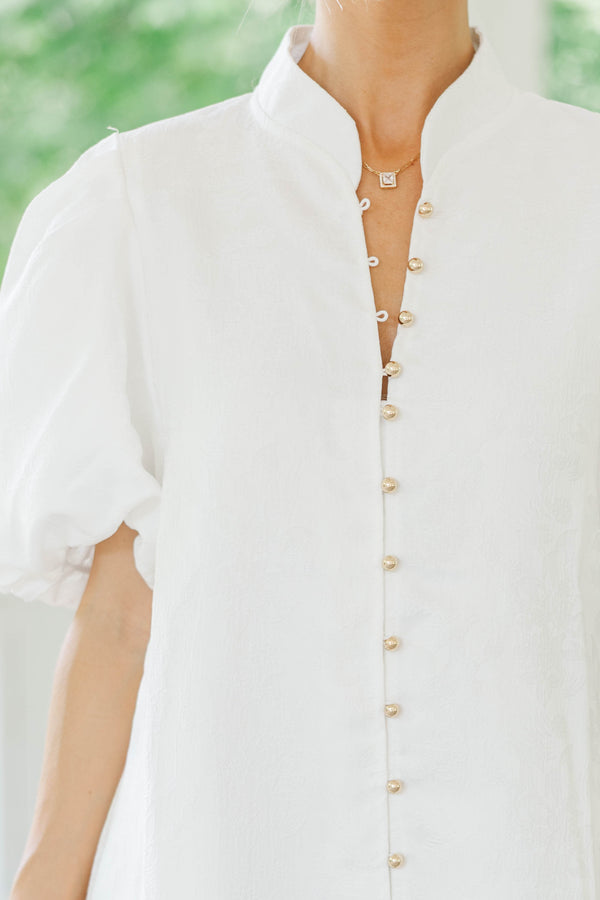 Chic Influence White Brocade Dress