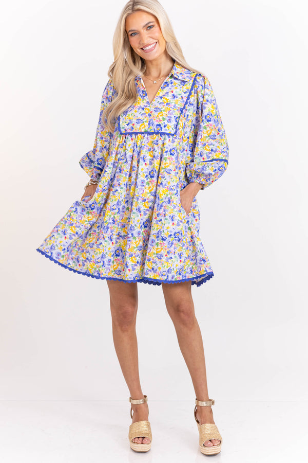 Gracefully Yours Blue Watercolor Dress