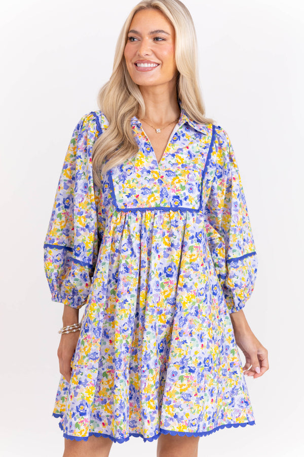 Gracefully Yours Blue Watercolor Dress