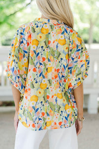 Way Back When Green Floral Blouse