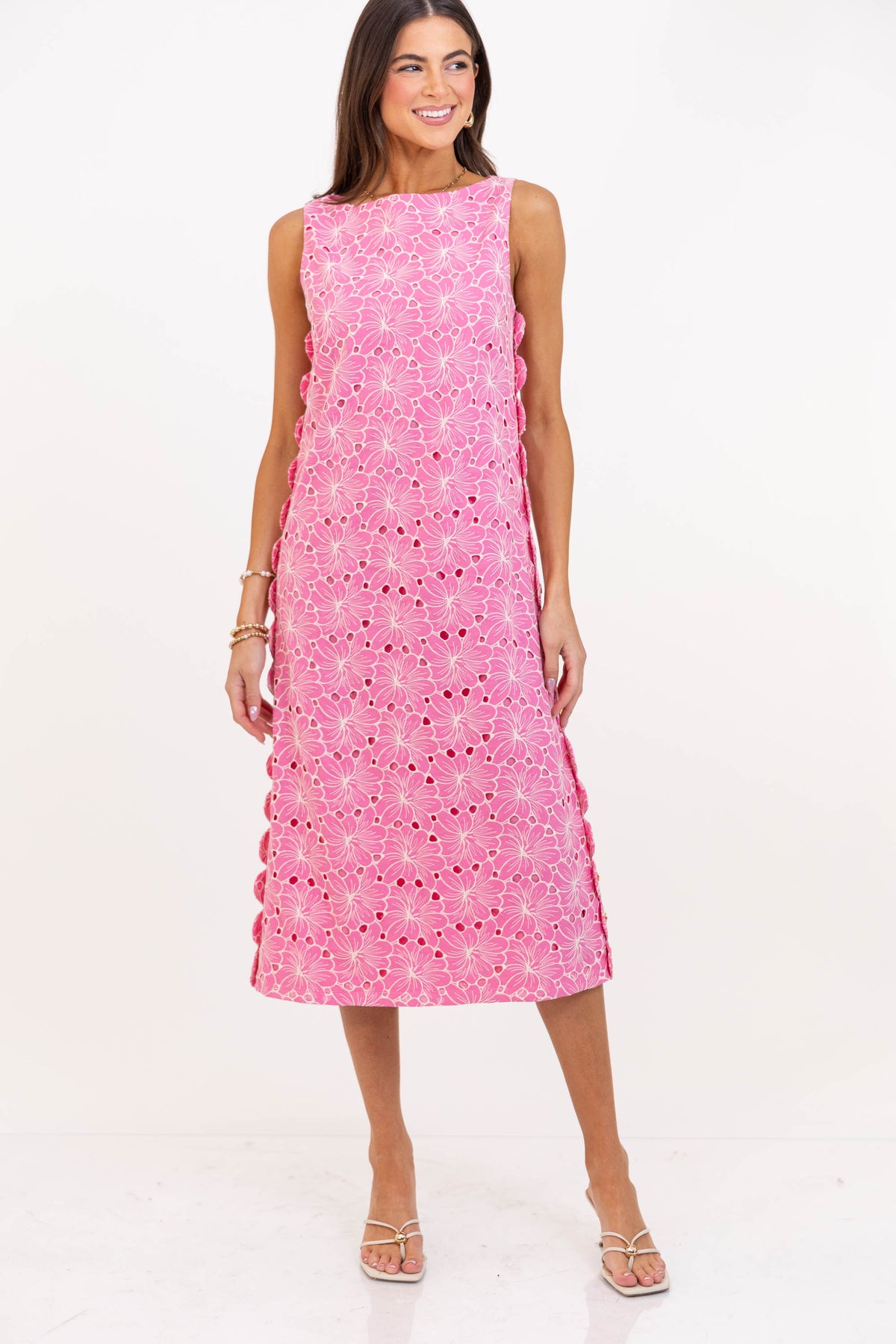 Unapologetically Her Pink Embroidered Shift Dress – Shop the Mint