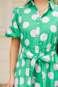 It’s A Good Day Green Polka Dot Midi Dress