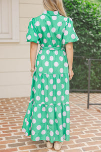 It’s A Good Day Green Polka Dot Midi Dress