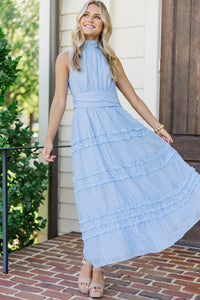 Everything On Track Blue Midi Dress